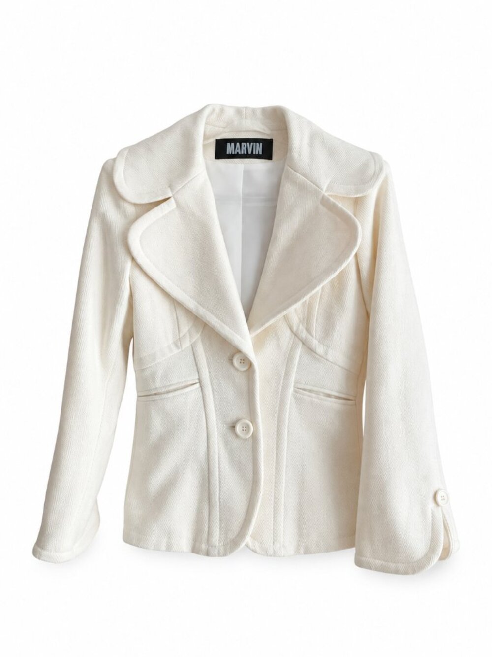 Marvin Richards Jacket Wool Blazer Pea Coat White Cream Ivory Womens Size XS